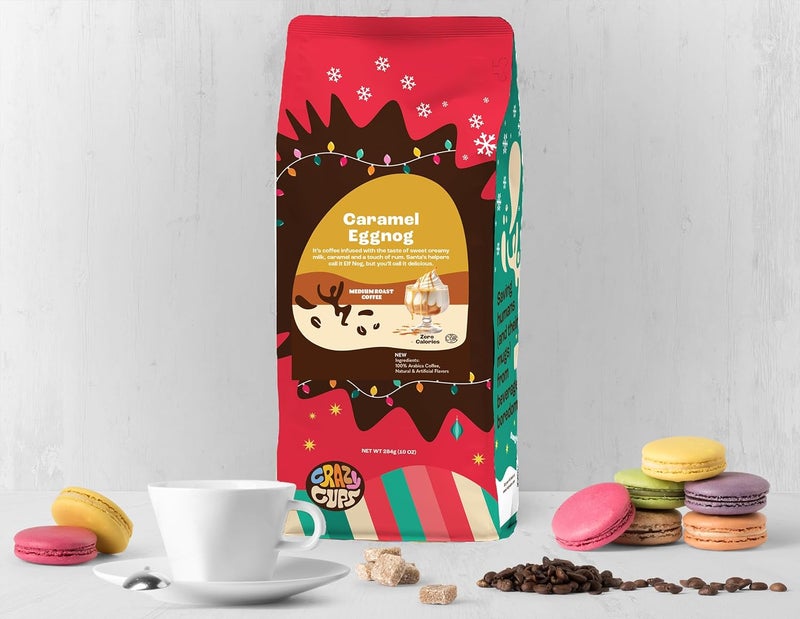 Crazy Cups Caramel Eggnog Flavored Ground Coffee, 10 oz - Image 2